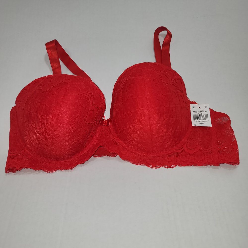 Black Fuchia by Secret Lace Adj. Removable‎ Straps Size Plus 40C Red Bra NWT